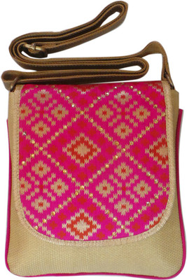 

Bhamini Women Pink Brocade Sling Bag