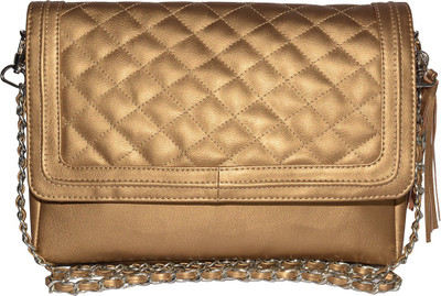 

Famous by Payal Kapoor Women Casual Gold Leatherette Sling Bag