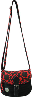 

Anekaant Women Casual Black PU, Cotton Sling Bag