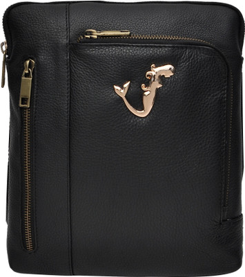 

Hawai Men & Women Formal Black Genuine Leather Sling Bag