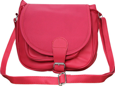 

Crude Women Formal Pink Leatherette Sling Bag