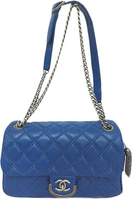 Zaira Diamond Women Evening/Party Blue Genuine Leather Sling Bag