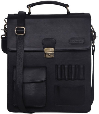 

Justanned Men Casual Black Genuine Leather Sling Bag
