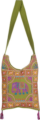 

Rajrang Women Casual Green Cotton Sling Bag