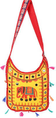 

Rajrang Women Casual Yellow, Orange, Blue Cotton Sling Bag, Blue;orange;yellow