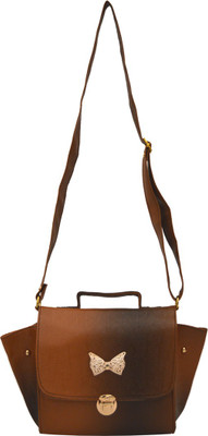 

AGINOS Women Casual Brown Leatherette Sling Bag