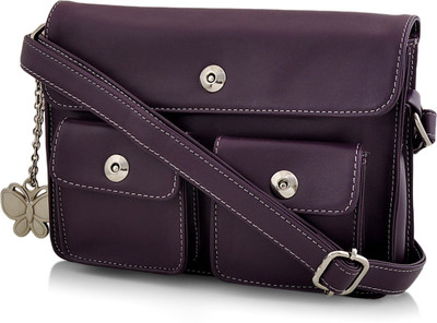

Butterflies Women Casual Purple PU Sling Bag