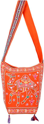 

Rajrang Women Casual Orange Cotton Sling Bag