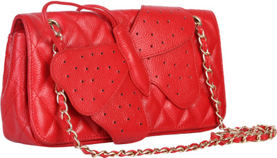 

Idiot Theory Women Casual Red Genuine Leather Sling Bag