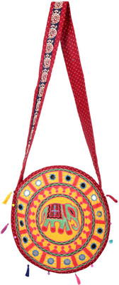 

Rajrang Women Casual Yellow, Red Cotton Sling Bag, Red;yellow