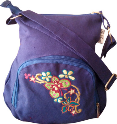 

Fly Angels Women Casual Blue Canvas Sling Bag