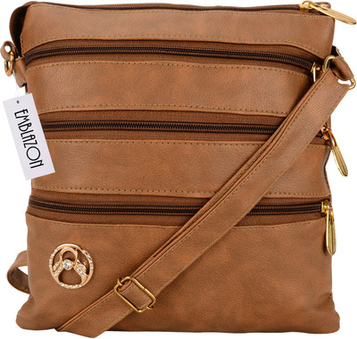 

Emblazon Men & Women Casual Brown PU Sling Bag