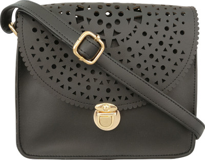 

Toteteca Bag Works Women Casual Black PU Sling Bag
