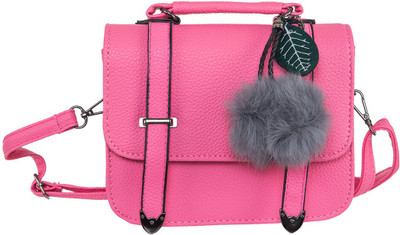 

Peaubella Girls Casual Pink Leatherette Sling Bag