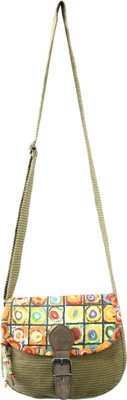 

Anekaant Women Casual Beige Canvas, PU Sling Bag