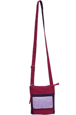 

Anekaant Women Casual Pink, Purple Canvas, PU Sling Bag