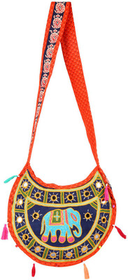 

Rajrang Women Casual Blue Cotton Sling Bag