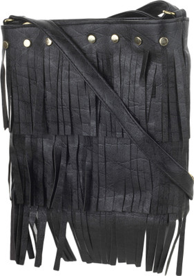 

Style Villaz Women Casual Black Leatherette Sling Bag
