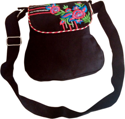 

Fly Angels Women Casual Black Canvas Sling Bag