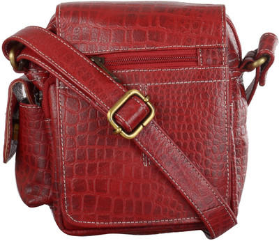 

Blu Whale Men & Women Casual Red Genuine Leather Sling Bag