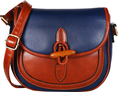 

Lino Perros Women Casual Blue Leatherette Sling Bag