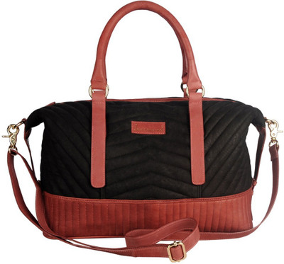 

Justanned Women Casual Tan, Black Genuine Leather Satchel, Black;tan