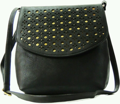 

Yours Luggage Women Casual Black Leatherette, Cotton Sling Bag