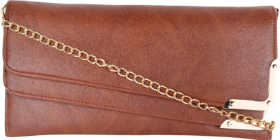 

Kleio Women Evening/Party Brown Leatherette Sling Bag