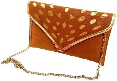 

Craftbazaar Women Casual Gold Leatherette Sling Bag