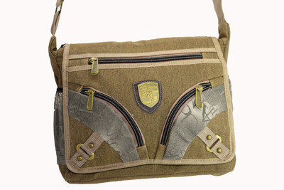 

LeCobbs Men Khaki Canvas Sling Bag
