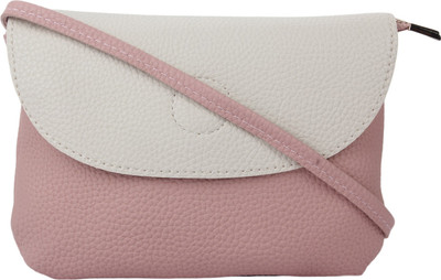

London Design Women Casual Pink, Grey Leatherette Sling Bag, Grey;pink