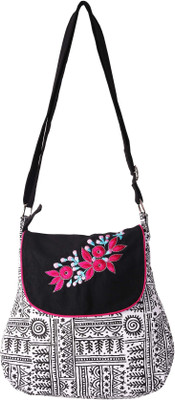 

Bag Factory Girls Casual White Canvas Sling Bag