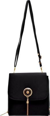 

tap fashion Women Casual Black PU Sling Bag