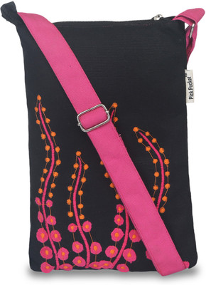 

Pickpocket Girls Casual Black Canvas Sling Bag