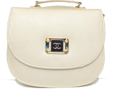 

Ravi Collections Women Casual Gold Leatherette Sling Bag