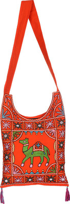 

Rajrang Women Casual Orange, Green, Pink Cotton Sling Bag, Green;orange;pink