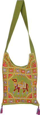 

Rajrang Women Casual Green, Red, Maroon Cotton Sling Bag, Green;maroon;red