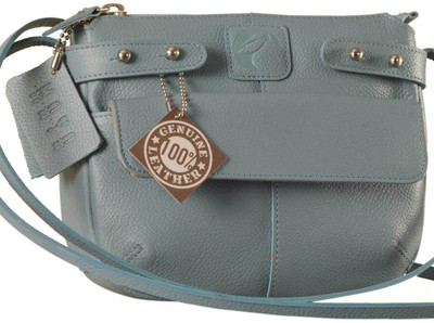 eZeeBags Women Casual Blue Genuine Leather Sling Bag