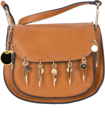 

Gatasmay Girls Casual Brown Leatherette Sling Bag