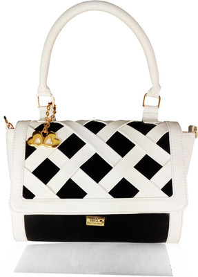 

Anglopanglo Women Casual White, Black PU Hand-held Bag, Black;white