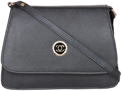 MTE Girls Casual Black Leatherette Sling Bag