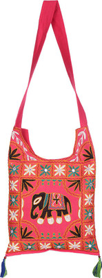 

Rajrang Women Casual Pink, Black Cotton Sling Bag, Black;pink