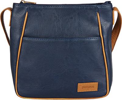 Purseus Women Casual Blue PU Sling Bag