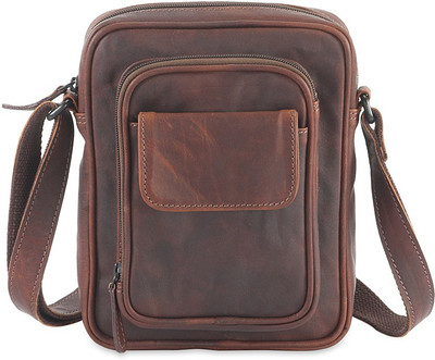 

Goodwill Leather Art Men Casual Brown Genuine Leather Sling Bag