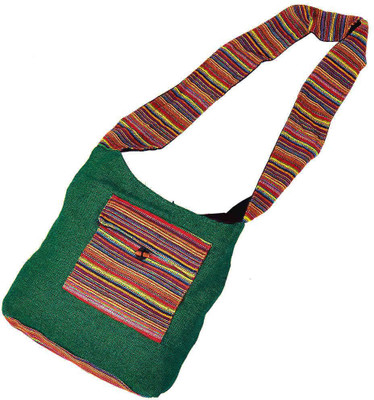 

Little India Women Casual Green Jute Sling Bag