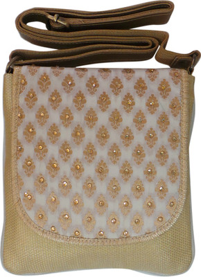 

Bhamini Women Gold Brocade Sling Bag
