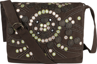 

Nandeetas Women Casual Brown Cotton, Canvas Sling Bag