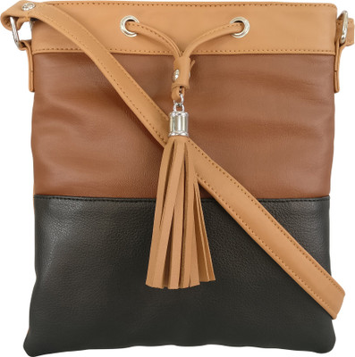 

Toteteca Bag Works Women Casual Black, Brown PU Sling Bag