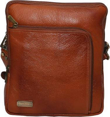 

C Comfort Men Casual Tan Genuine Leather Sling Bag