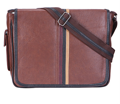 

Skyways Men & Women Casual Brown Leatherette Messenger Bag